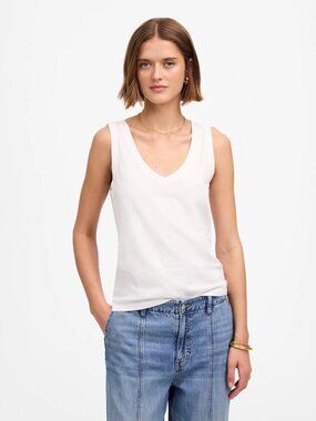Madewell Slub Relaxed V-Neck Tank in White